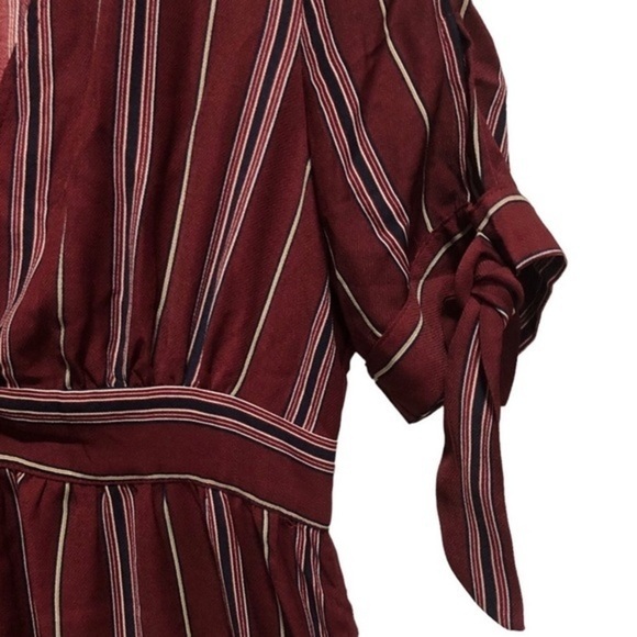 Burgundy Striped Empire Waist Georgette Maxi Dress - Picture 12 of 12